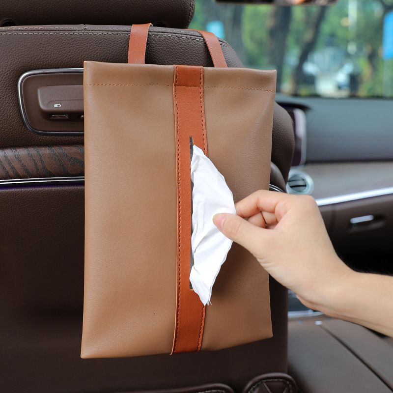 rx Leather Car Tissue Box Holder 26x18.5cm Brown view 3