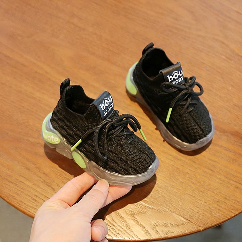 Baby Toddler Sneakers Mesh Knitted Soft Sole Black 25 yards within the length view 5