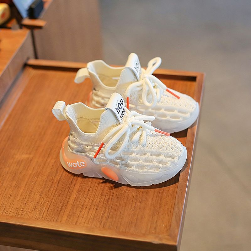 Baby Toddler Sneakers Mesh Knitted Soft Sole Off-White (summer single net) 25