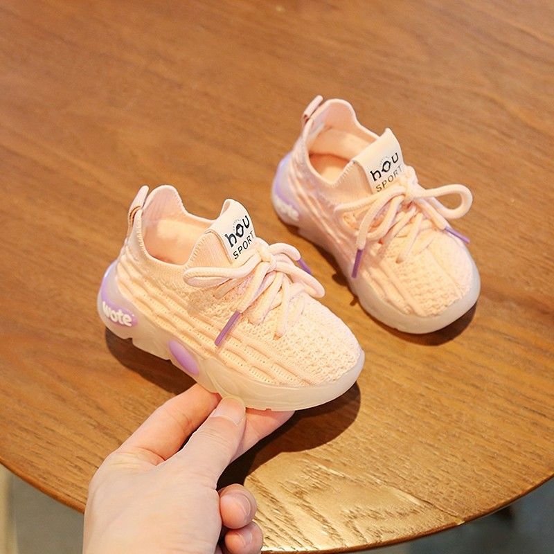 Baby Toddler Sneakers Mesh Knitted Soft Sole Pink (summer single net) 27 yards view 4