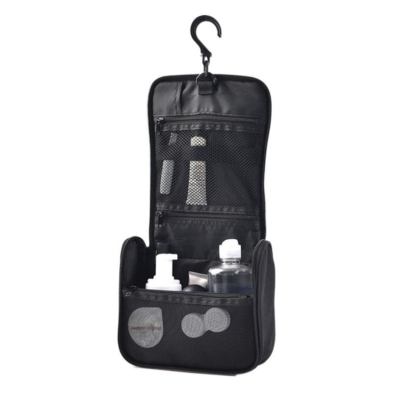 Hanging Toiletry Bag Polyester Travel Storage Organizer HB8012-1 black wash view 2