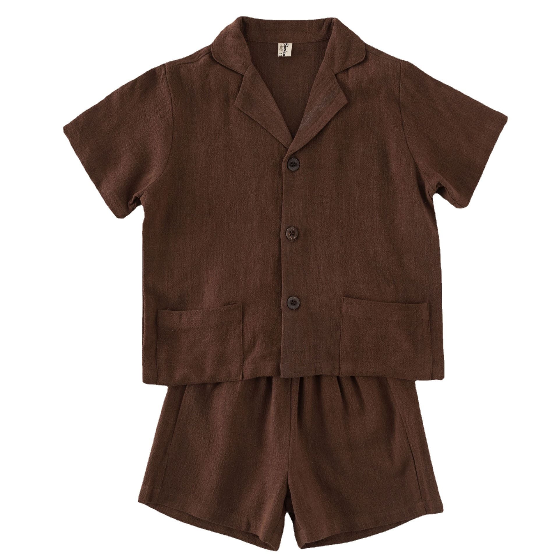 Kids Cotton Short Sleeve Shirt Shorts Set 21039 21039 Curry 150cm view 6