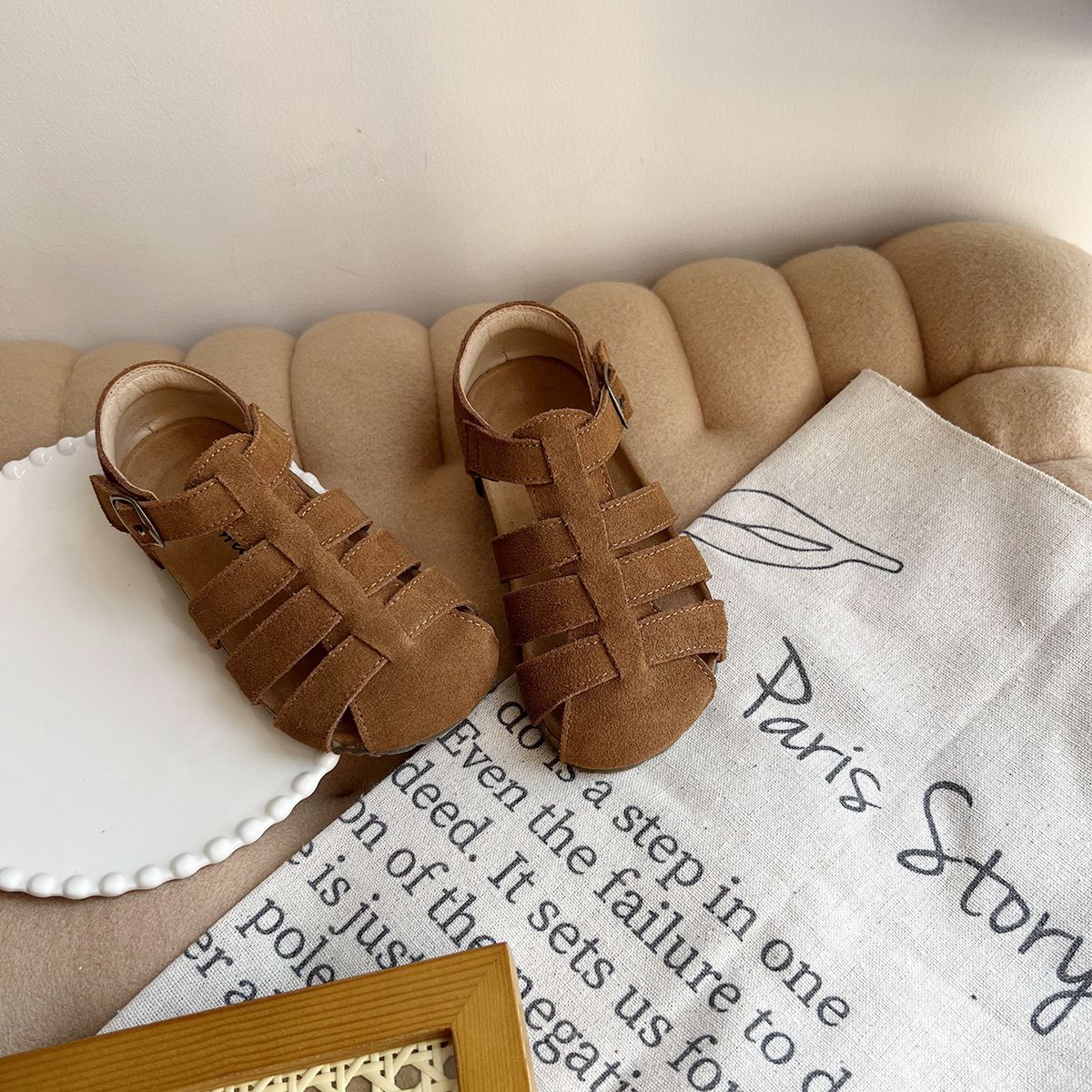 Kwai Kids Leather Shoes Boys Girls Brown 24