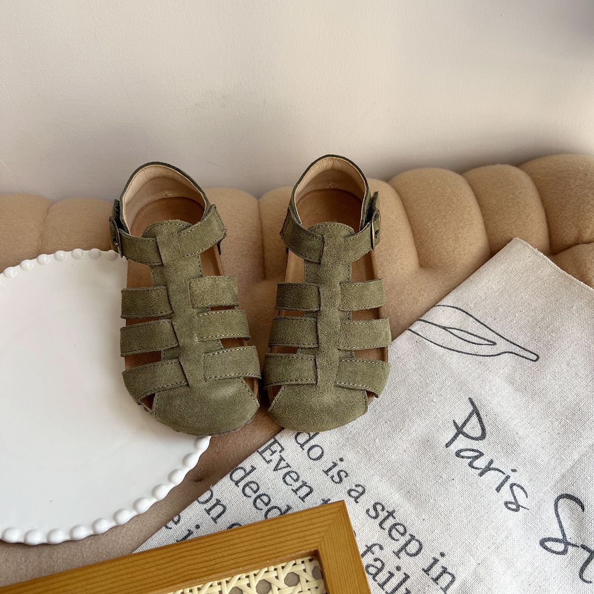 Kwai Kids Leather Shoes Boys Girls Green 28