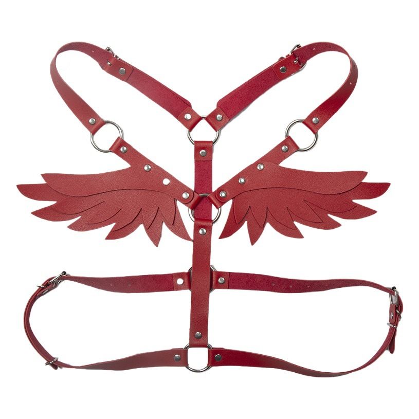 Leather Angel Wings Strap Belt Women Adjustable Brown view 2
