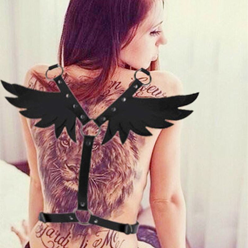 Leather Angel Wings Strap Belt Women Adjustable Brown view 4