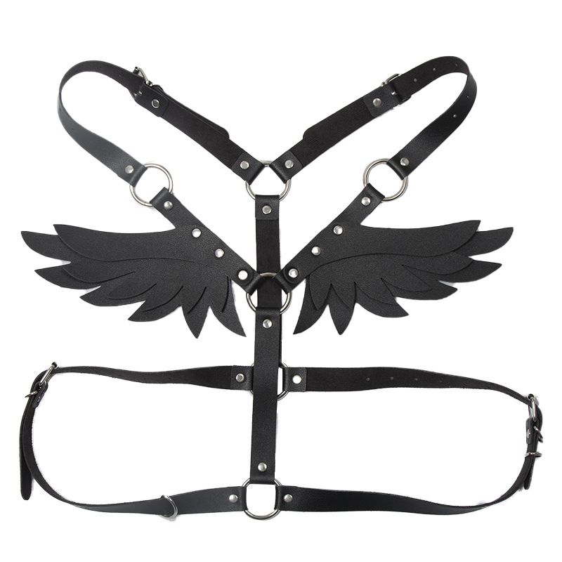 Leather Angel Wings Strap Belt Women Adjustable Brown view 6