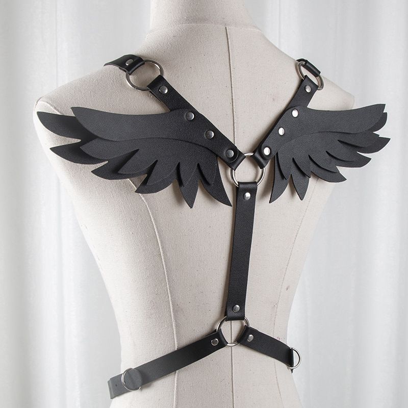 Leather Angel Wings Strap Belt Women Adjustable Orange view 4