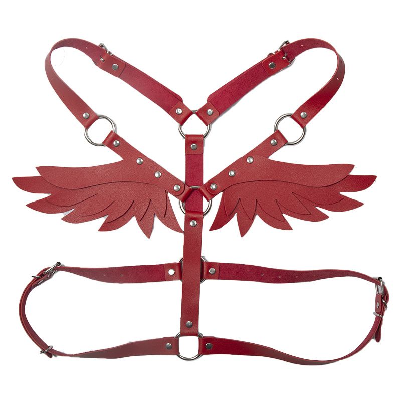 Leather Angel Wings Strap Belt Women Adjustable Orange view 6