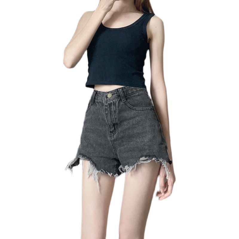Women High Waist Denim Shorts Summer Cotton White 5XL view 7