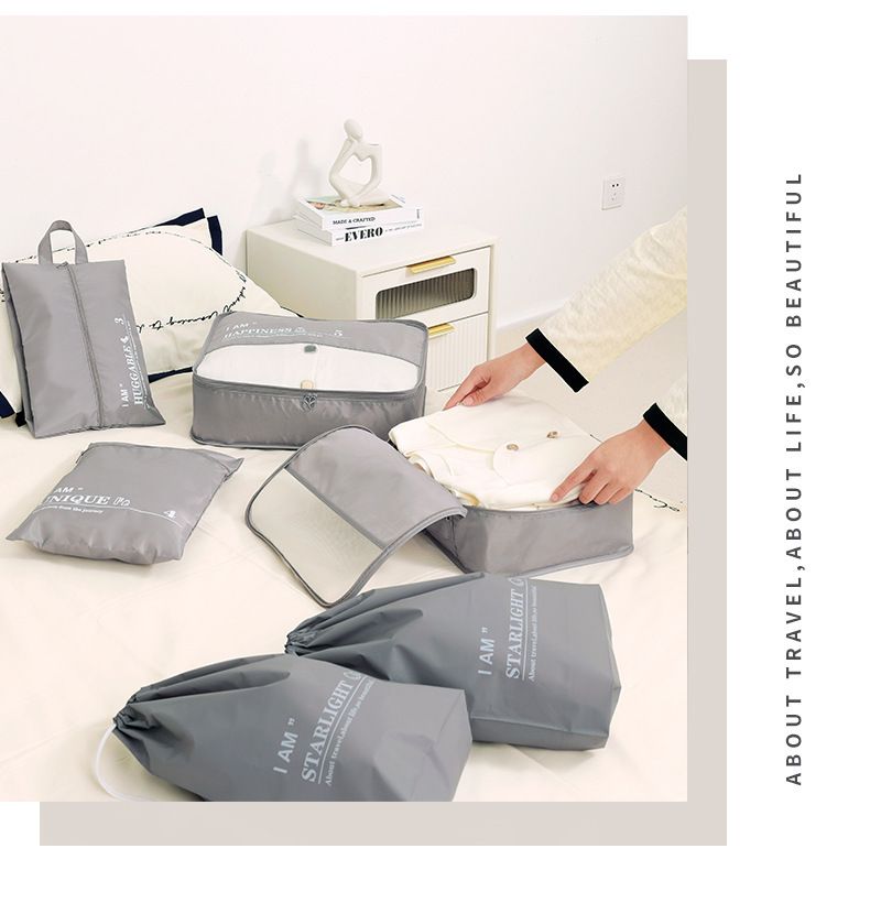 Travel Bag Set Polyester 6 Piece Organizer Gray view 3