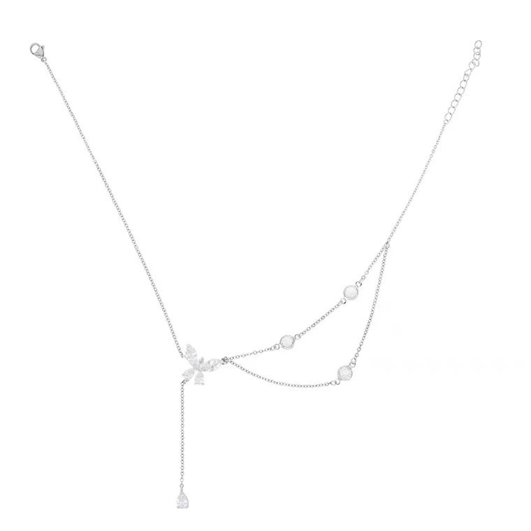 Necklace Women Alloy Bow Water Wave Chain Heartbeat necklace view 4