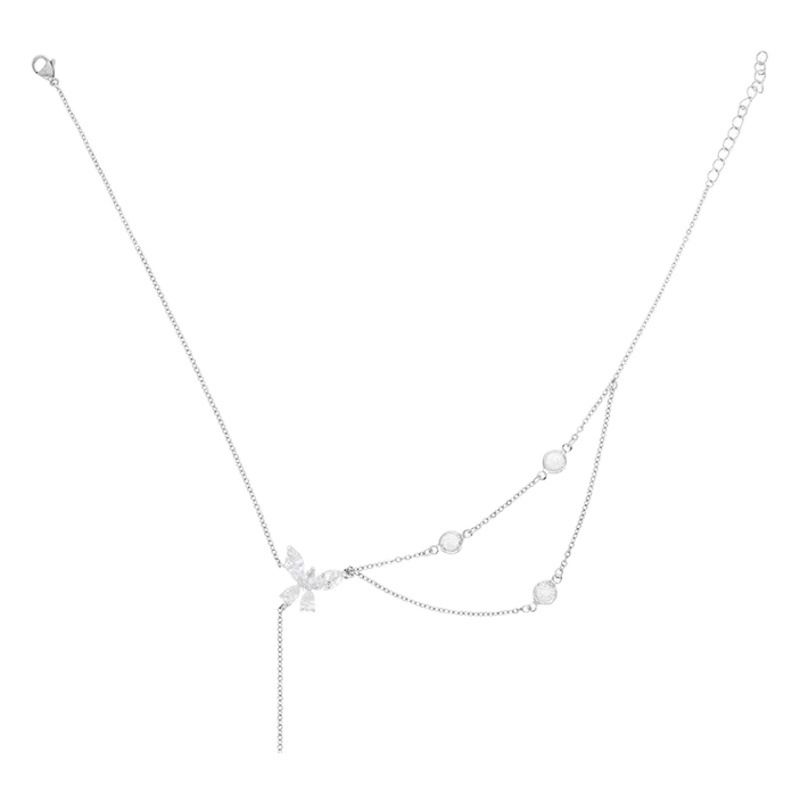 Necklace Women Alloy Bow Water Wave Chain Double Butterfly necklace view 2