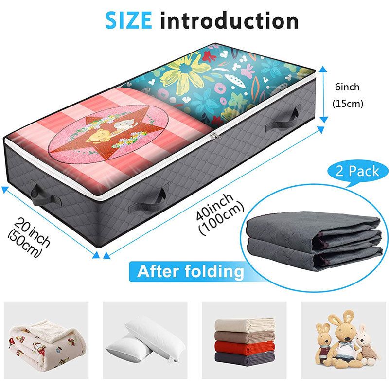 Bed Bottom Storage Bag Non-woven Fabric Sealed Dark Gray four portable Bed
