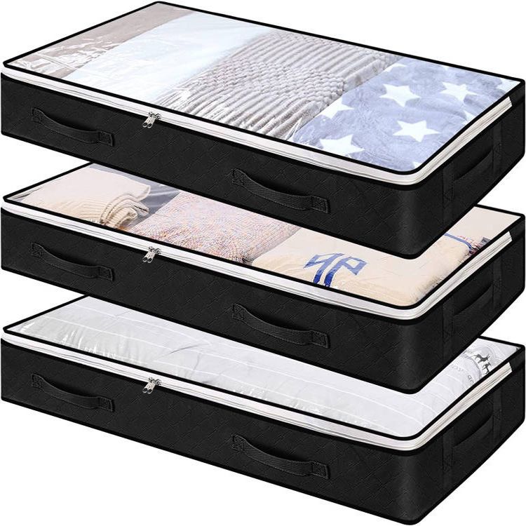 Bed Bottom Storage Bag Non-woven Fabric Sealed Black four portable Bed Storage view 6