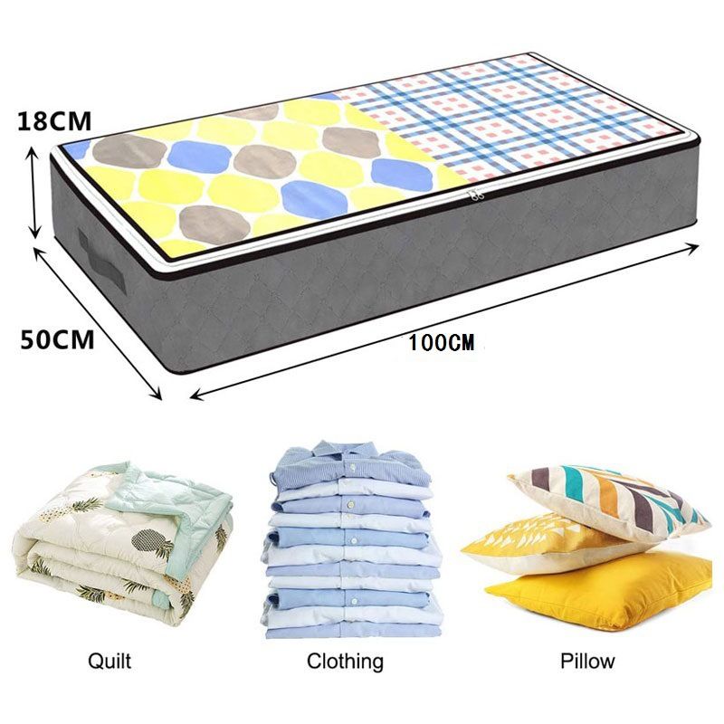 Bed Bottom Storage Bag Non-woven Fabric Sealed Dark gray transparent cover two