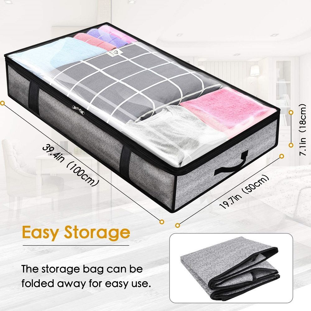 Bed Bottom Storage Bag Non-woven Fabric Sealed Grey printing 100*50*18cm Bed