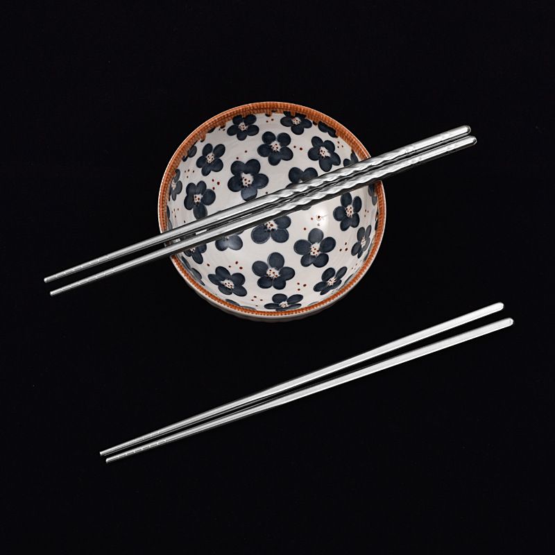 Stainless Steel Chopsticks Wind Sand Crossing 5 Pairs 5 Double round light