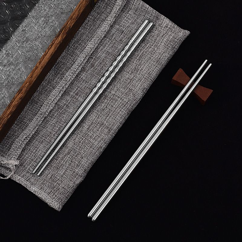 Stainless Steel Chopsticks Wind Sand Crossing 5 Pairs 10 pairs of stainless view 2