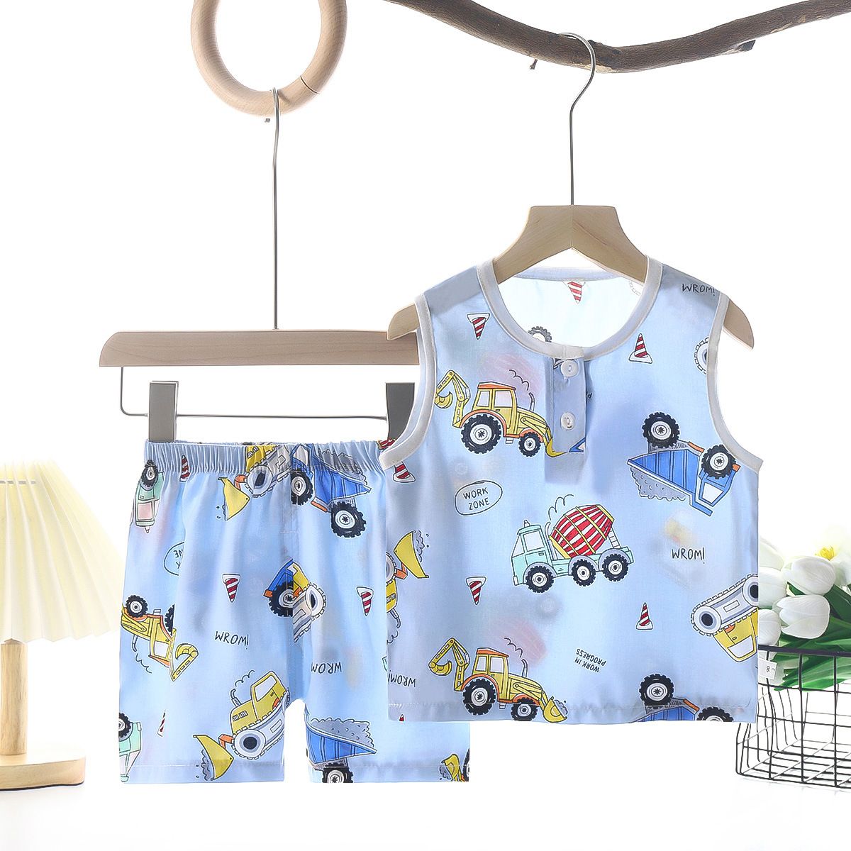 Tong Xinyuan Kids Cotton Silk Vest Set Shorts (Pink) Rabbit Radish Silk Vest view 3