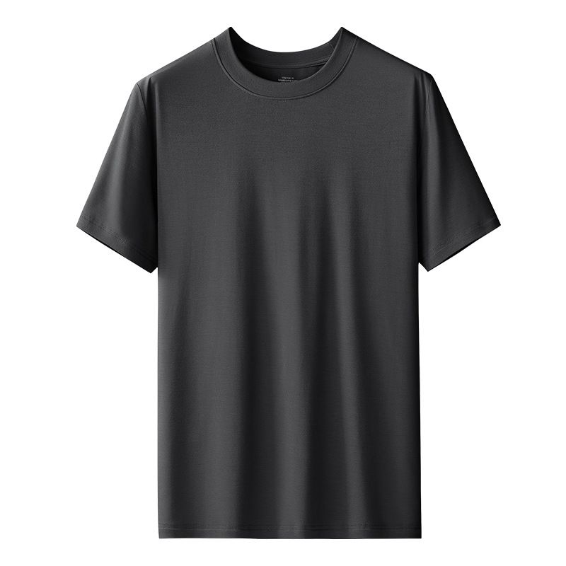 Kang Gongfang Men Modal T-Shirt Crewneck Short Sleeve Round neck-Black 5XL