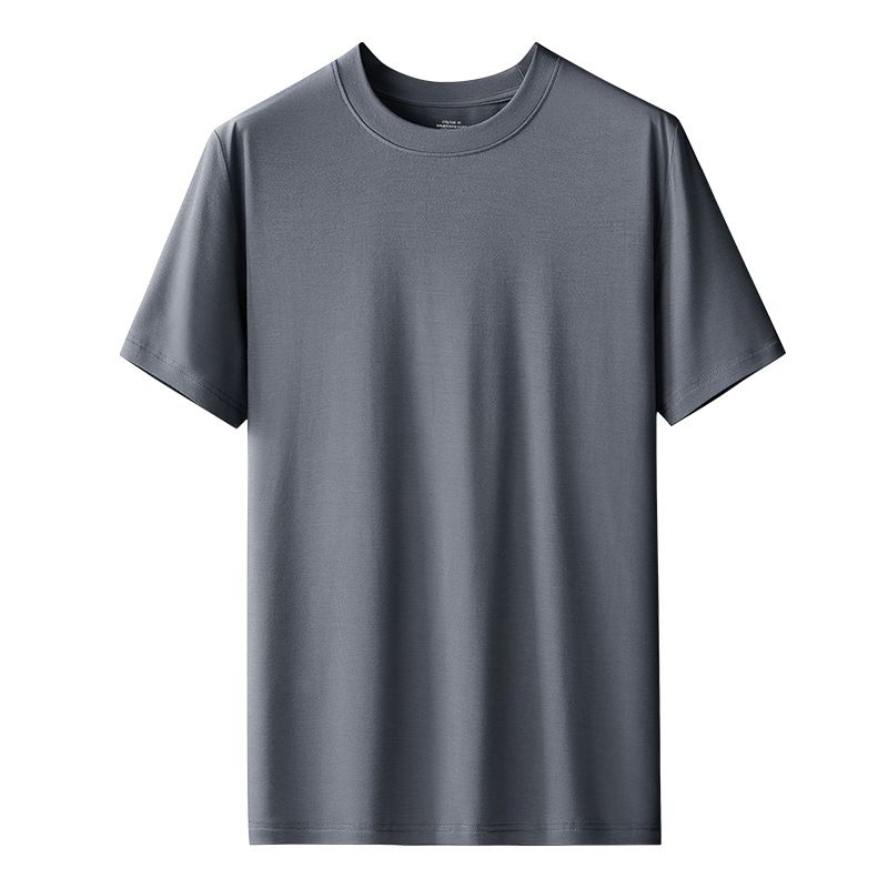 Kang Gongfang Men Modal T-Shirt Crewneck Short Sleeve Round neck-iron gray 5XL