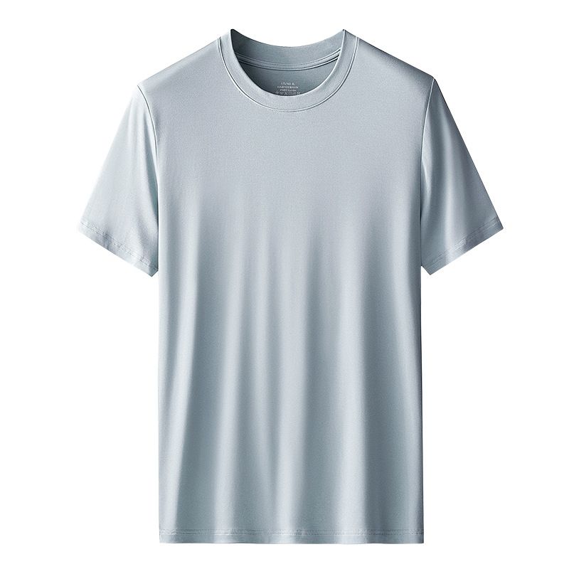 Kang Gongfang Men Modal T-Shirt Crewneck Short Sleeve Round neck-gray blue 5XL
