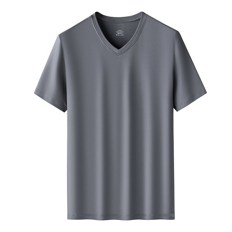 Kang Gongfang Men Modal T-Shirt Crewneck Short Sleeve V-neck-iron gray XL