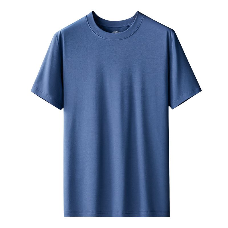 Kang Gongfang Men Modal T-Shirt Crewneck Short Sleeve Round neck-purplish blue
