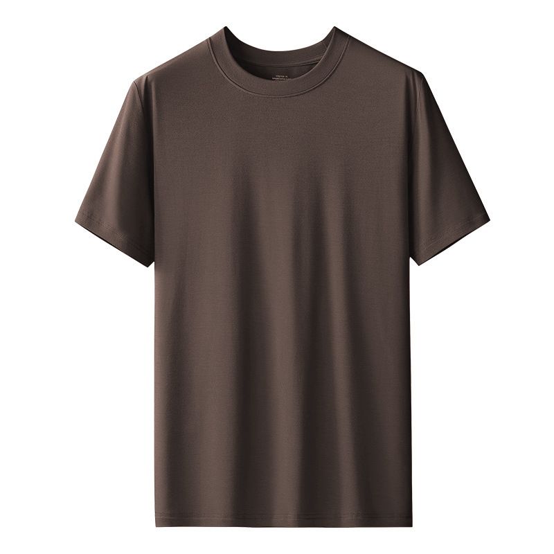 Kang Gongfang Men Modal T-Shirt Crewneck Short Sleeve Round neck-chocolate