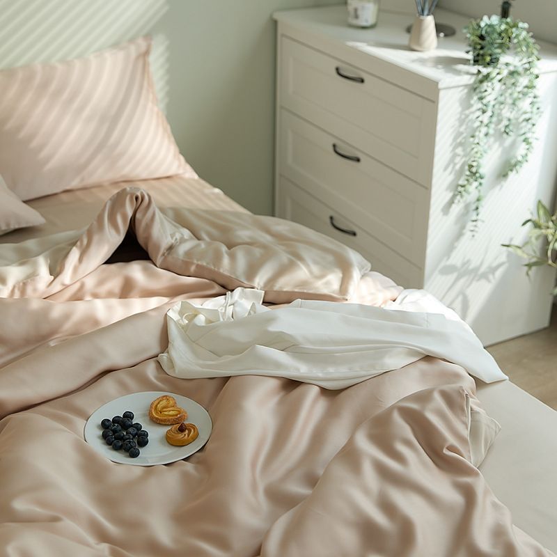 60s Tencel Four Piece Set Lyocell Solid Color 1.2m bed sheet set of three (for — image 1