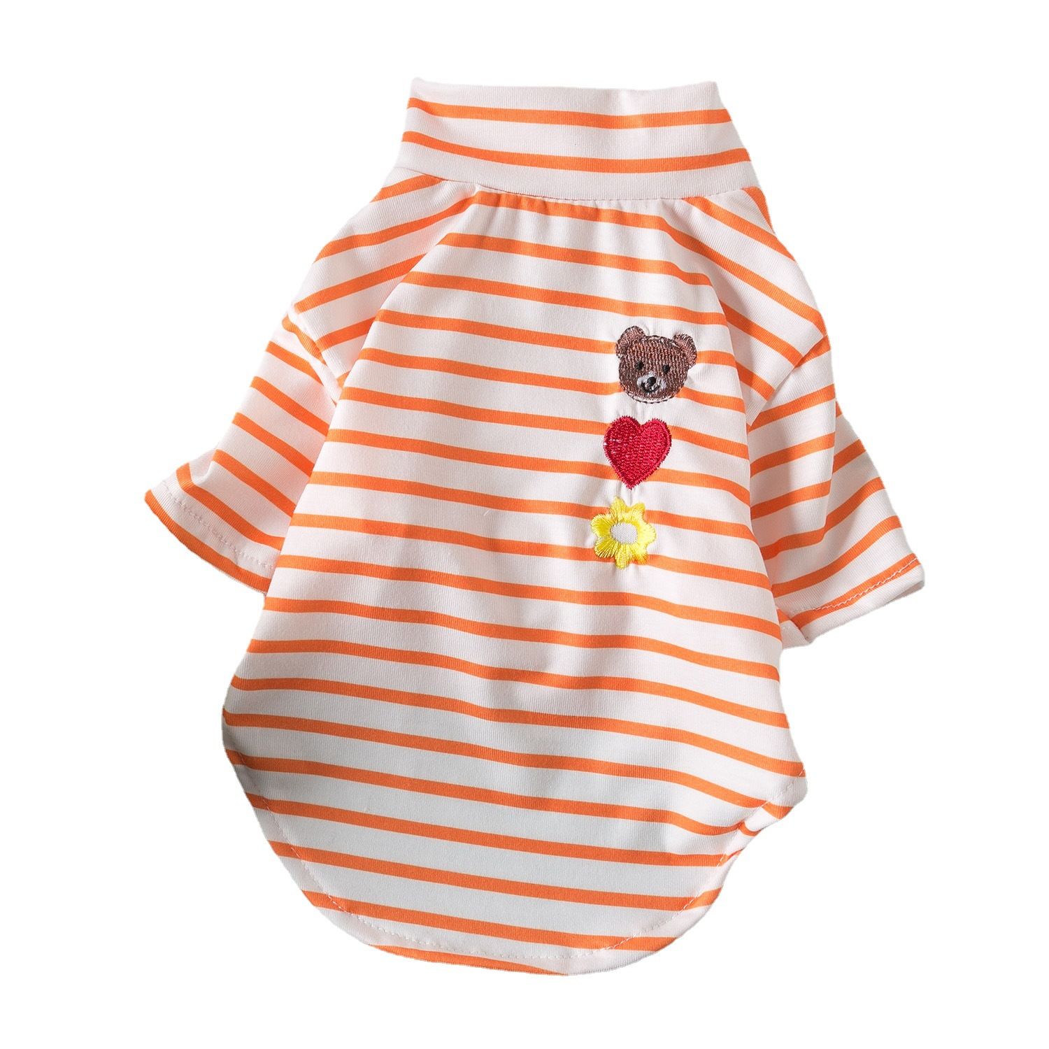 Odd Pet Dog Clothes Striped Vest Small Breed Spring Bear love flower pink view 6