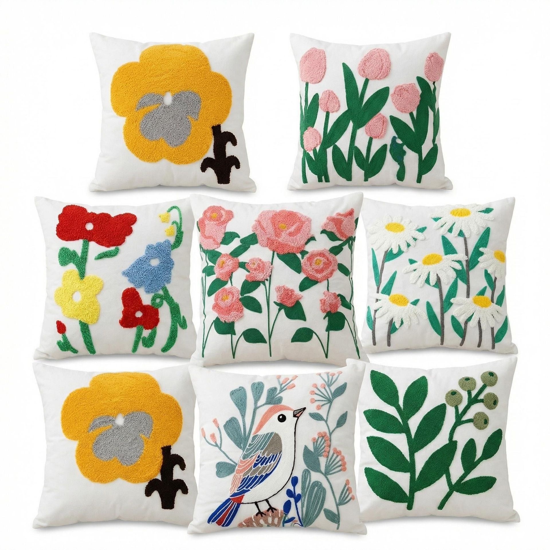 Faunus Cushion 45x45cm Cotton Linen Embroidery Cute Butterfly Flower 45*45 view 5