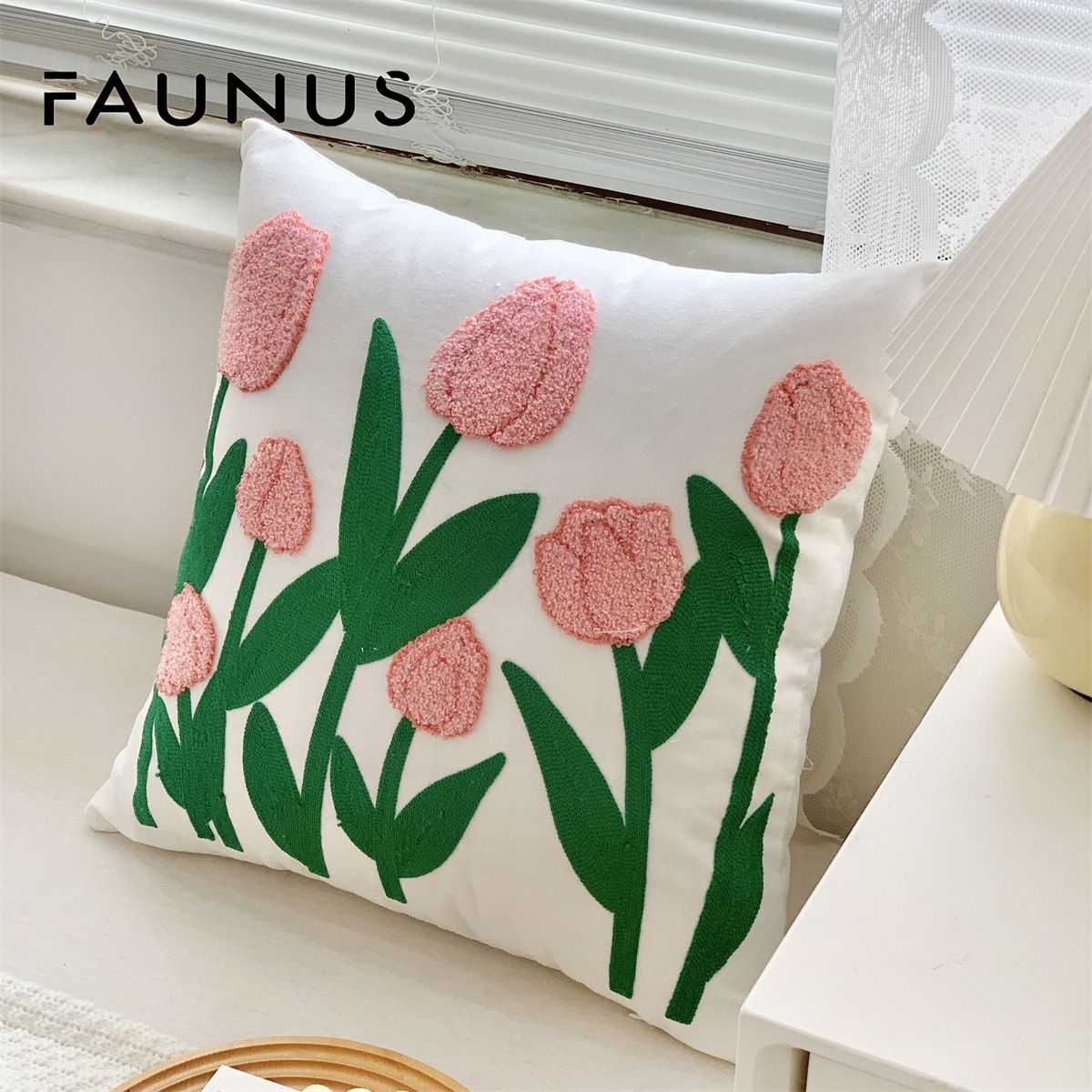 Faunus Cushion 45x45cm Cotton Linen Embroidery warbler bird 45*45 (including core) view 4