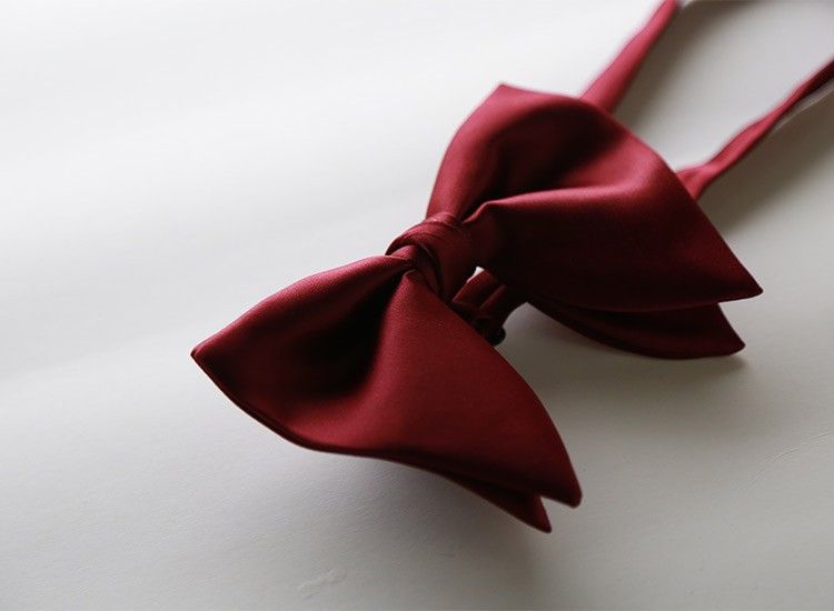 Men Bow Tie Solid Color Black Polyester Lotus root starch view 2
