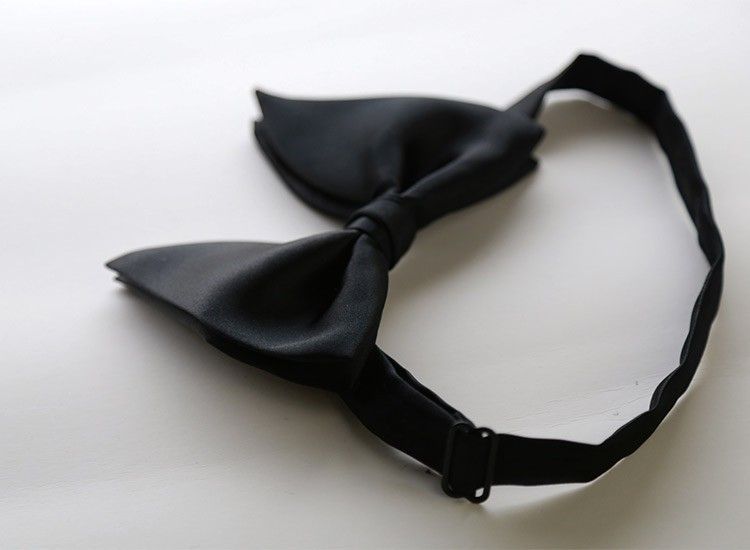 Men Bow Tie Solid Color Black Polyester Lotus root starch view 3