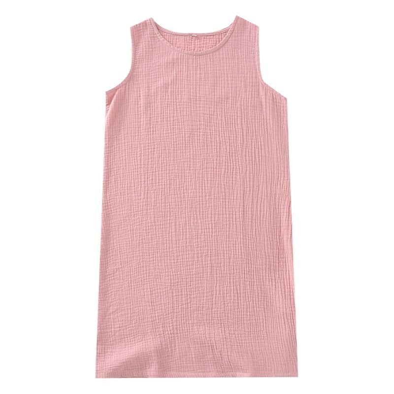 Women Cotton Sleeveless Nightgown Mid Skirt Summer Jujube view 2