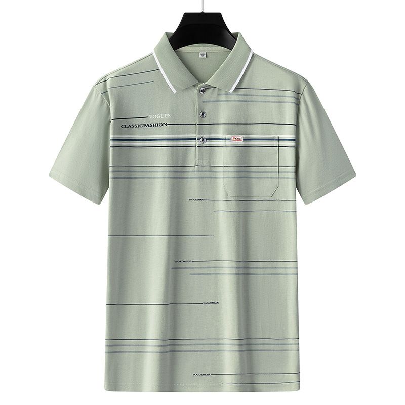 Men Summer Cotton Polo Shirt Loose Breathable B010 apricot XL