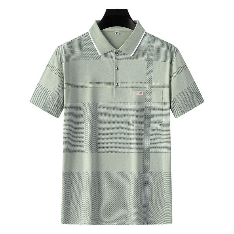 Men Summer Cotton Polo Shirt Loose Breathable B010 apricot XL view 2