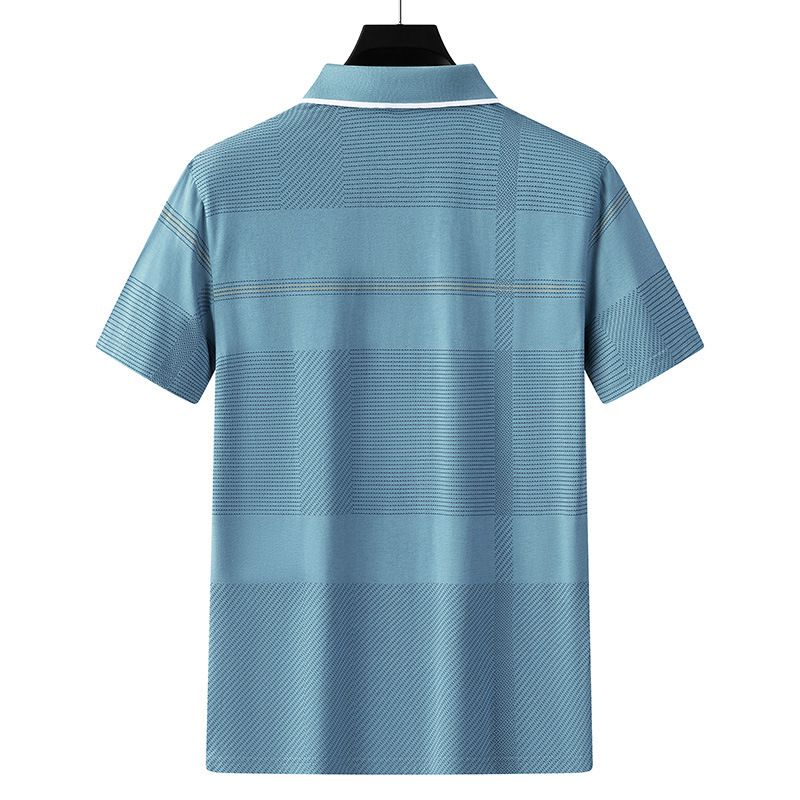 Men Summer Cotton Polo Shirt Loose Breathable B002 Gray XXXL view 4
