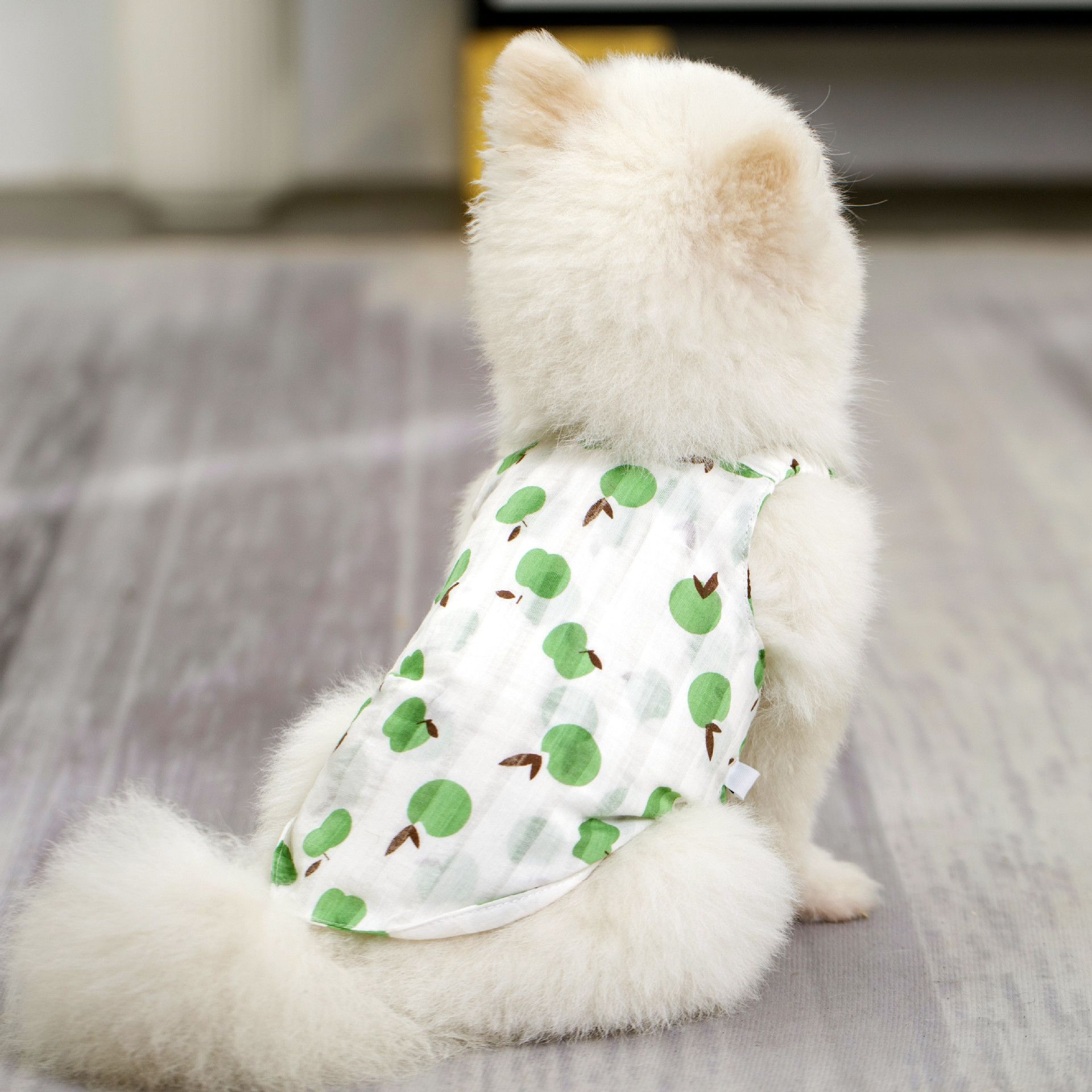 New Mai Lei Summer Cotton Fruit Print Dog Vest Green view 2