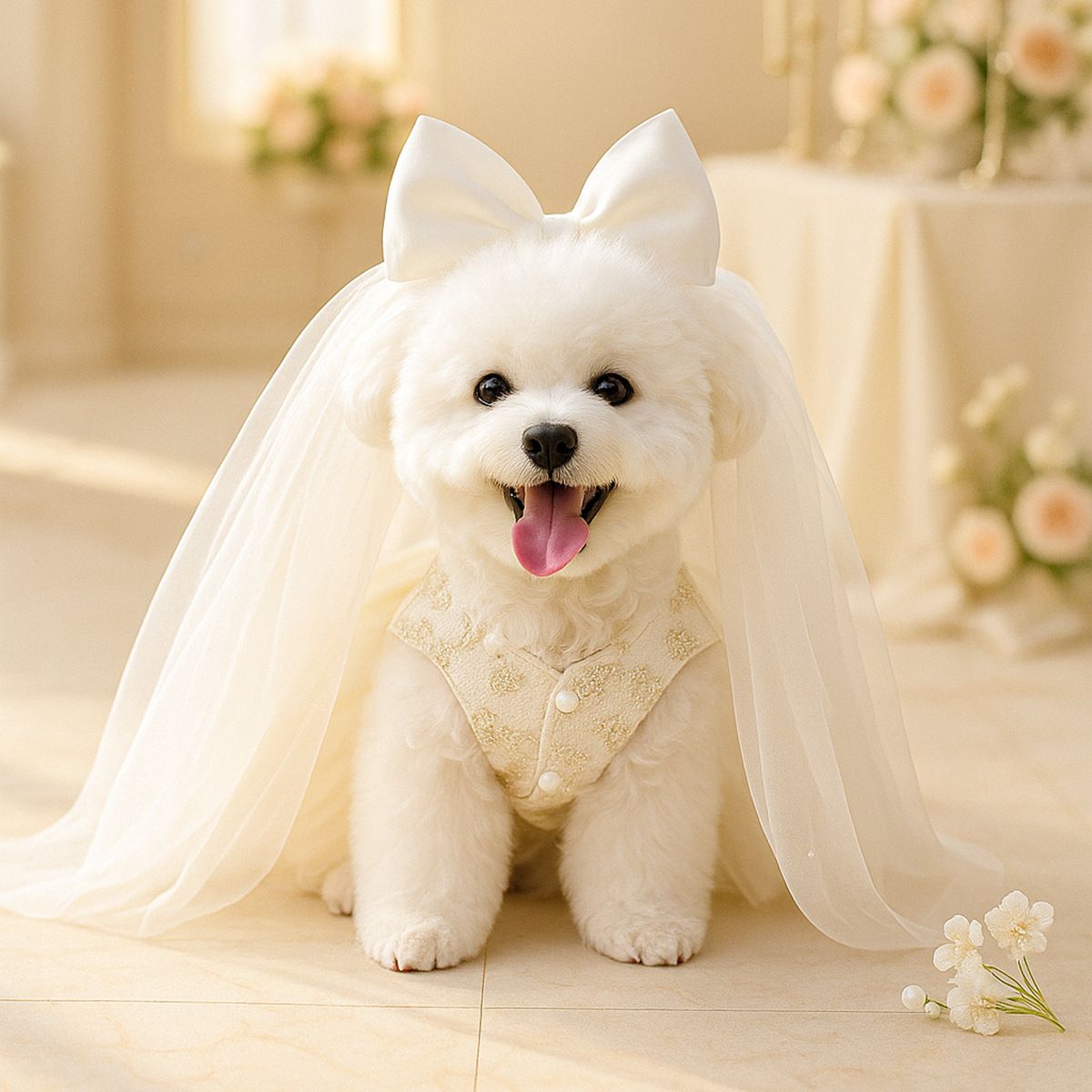 PETCIRCLE Pet Dog Cat Polyester Gauze Skirt Dress Starlight Wedding Dress view 4