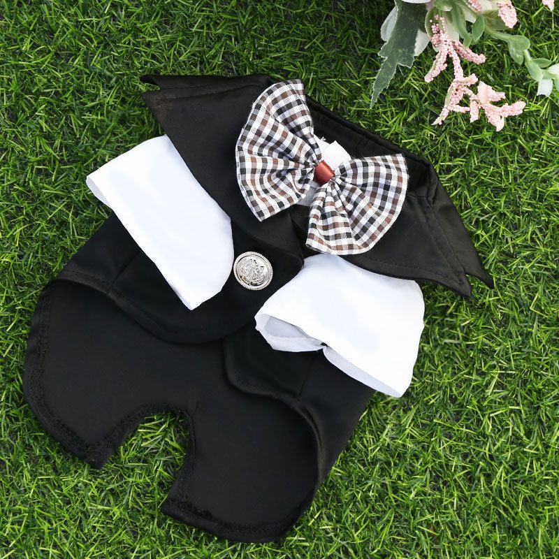 Pet Dog Suit Polyester Black Style L Prellis Collar Black Suit L bust 40 back view 6