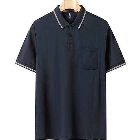 Aguida Men Summer Ice Silk Polo Shirt 6615 lapel gray blue XXL 80.00 kg-90.00 kg view 2