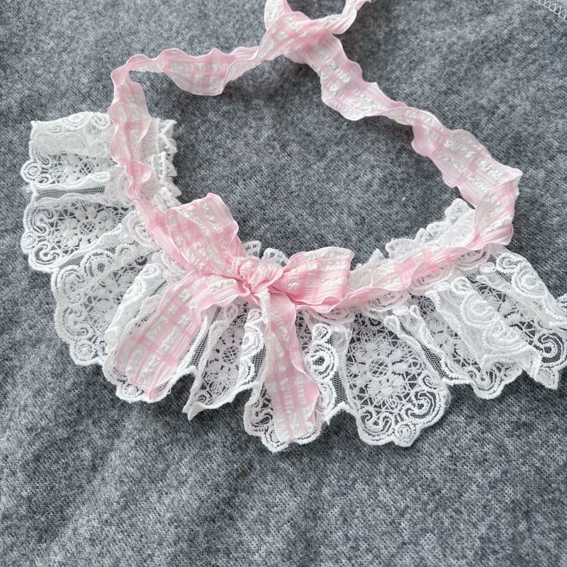Dog Cat Bib Scarf Bow Tie Pet Accessories Green Pink XL lace length 35 long cm view 2