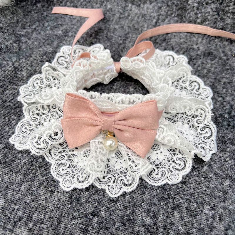 Dog Cat Bib Scarf Bow Tie Pet Accessories Green Burgundy Xs lace length 15cm view 4