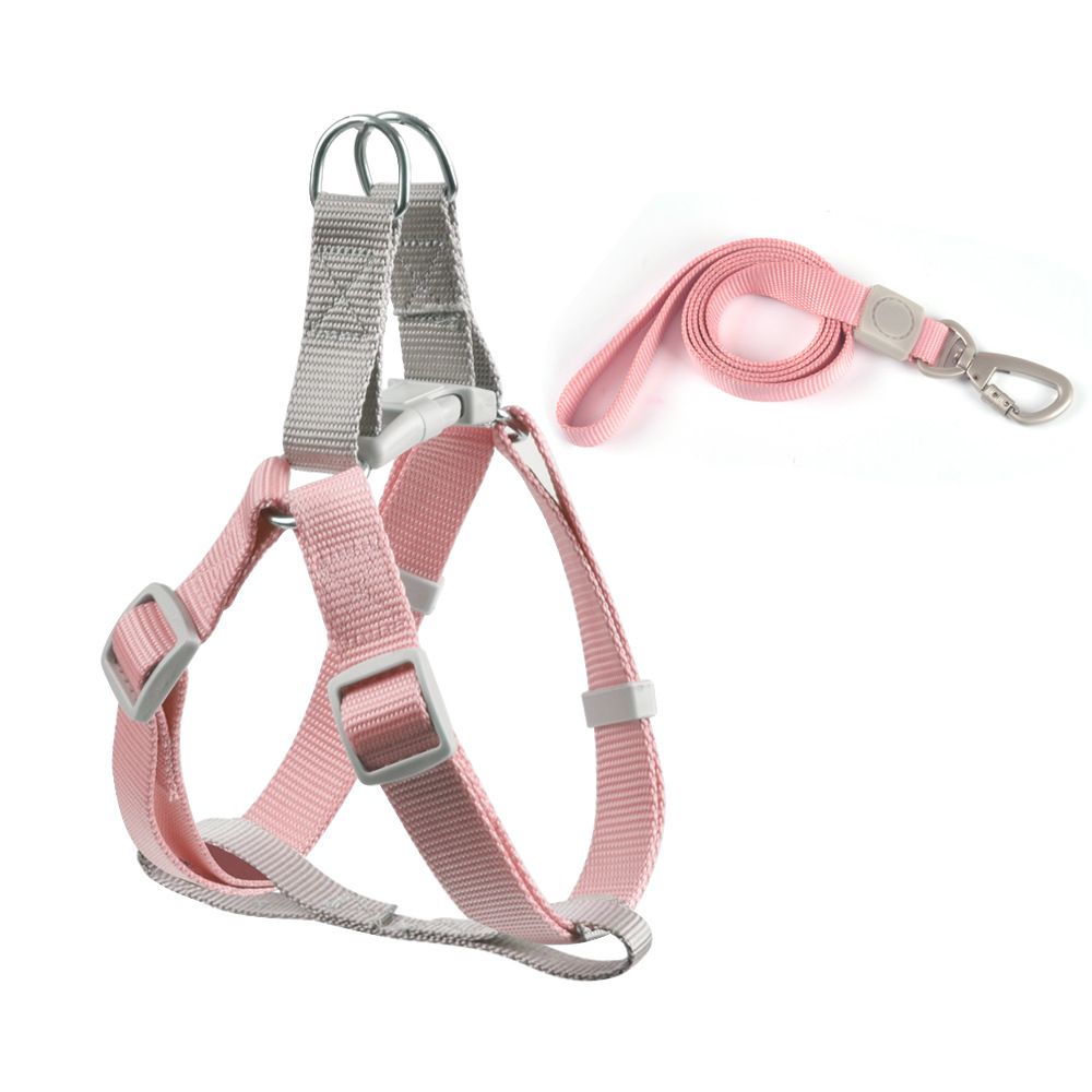 CHOUGOGO Nylon Dog Harness Leash Adjustable Vest Pink M:1.5*120cm — image 1