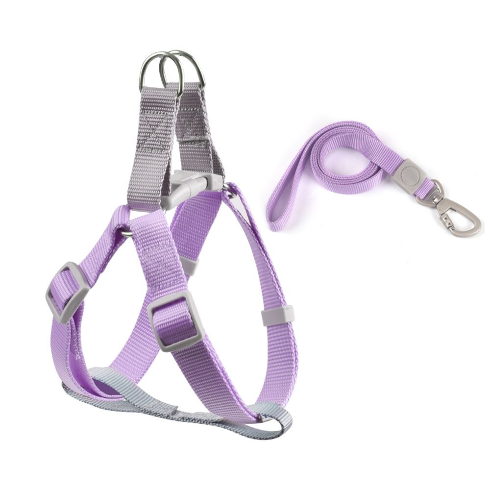 CHOUGOGO Nylon Dog Harness Leash Adjustable Vest Purple L:2.0*120cm — image 1