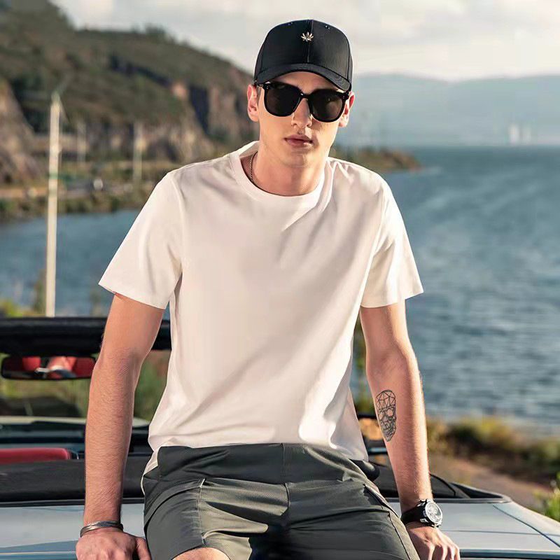 Men Short Sleeve T Shirt Cotton Loose Summer Ginger yellow 190/3XL(160kg -175kg) view 4