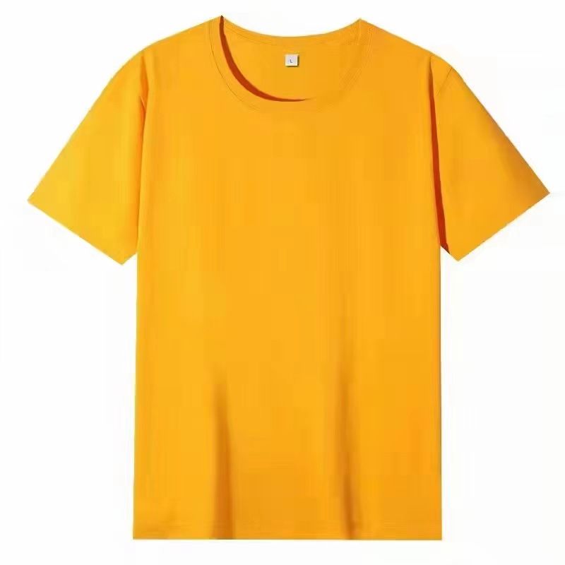 Men Short Sleeve T Shirt Cotton Loose Summer Ginger yellow 180/XL(130kg -145kg)